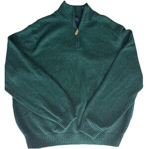 Crown and Ivy Men Sweater XL Green Pullover 1/4 Zip Long Sleeves